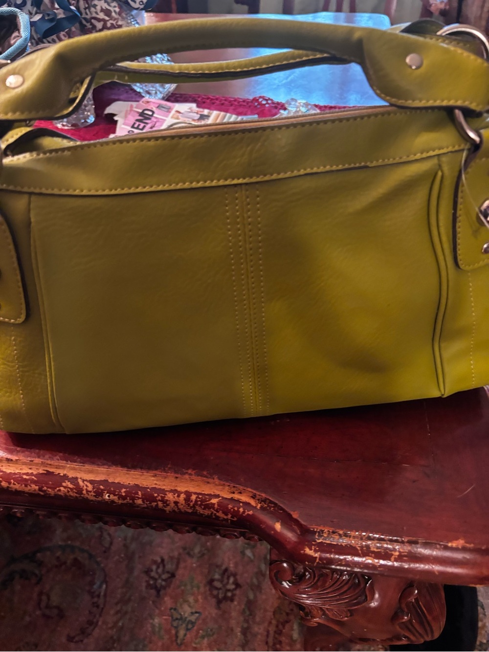 Olive Green Leather Shoulder Bag - Structured Everyday Carry